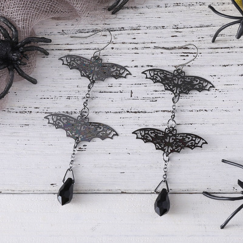 Wholesale Dark Gothic Bat Pendant Personality Exaggerated Tassel Earrings